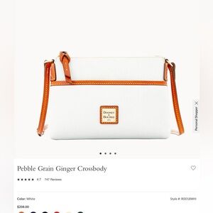 NWT Dooney & Bourke White Pebble Grain Ginger Pouchette Crossbody